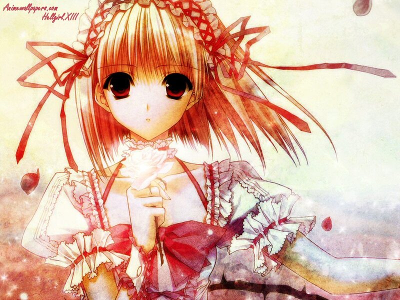 Anime Girl with Rose — White, Dreamy
