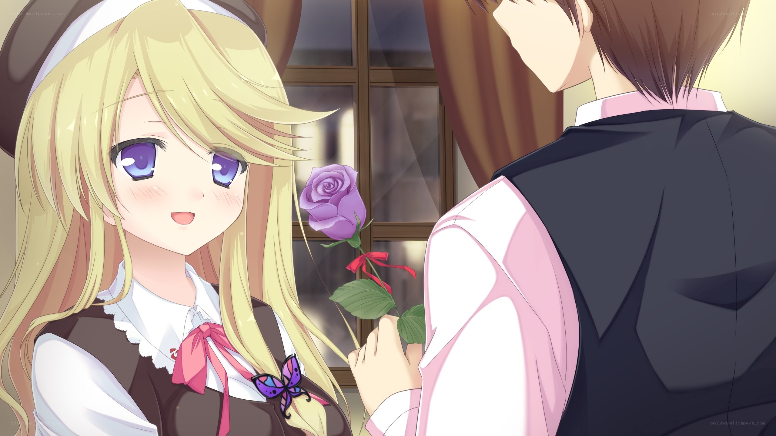Anime girl with rose