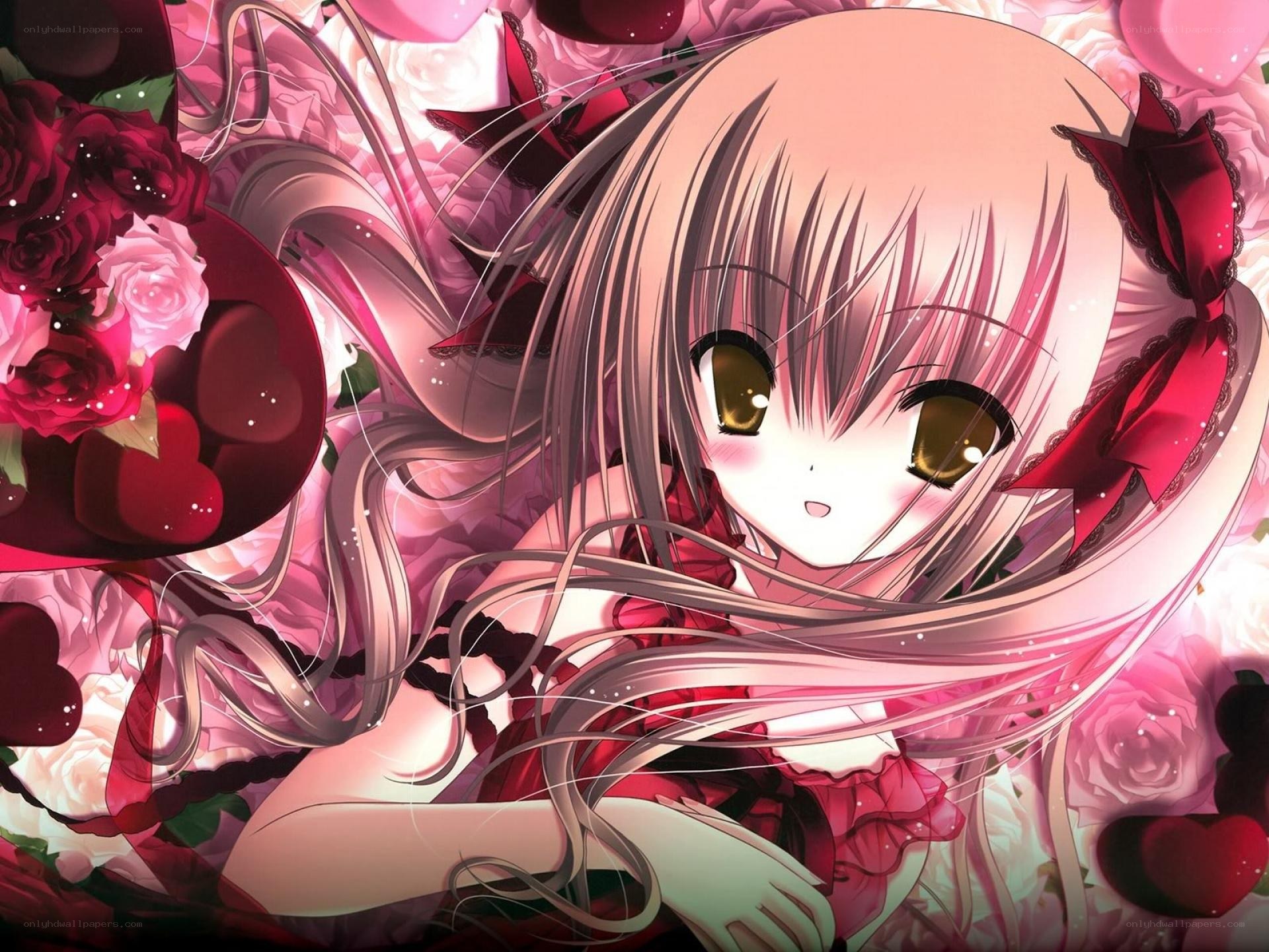 anime girl with roses