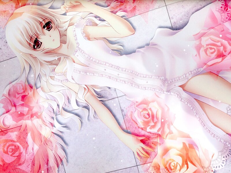 Anime girl with roses