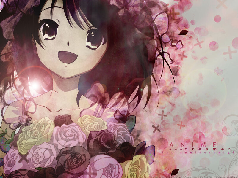 Anime girl with roses