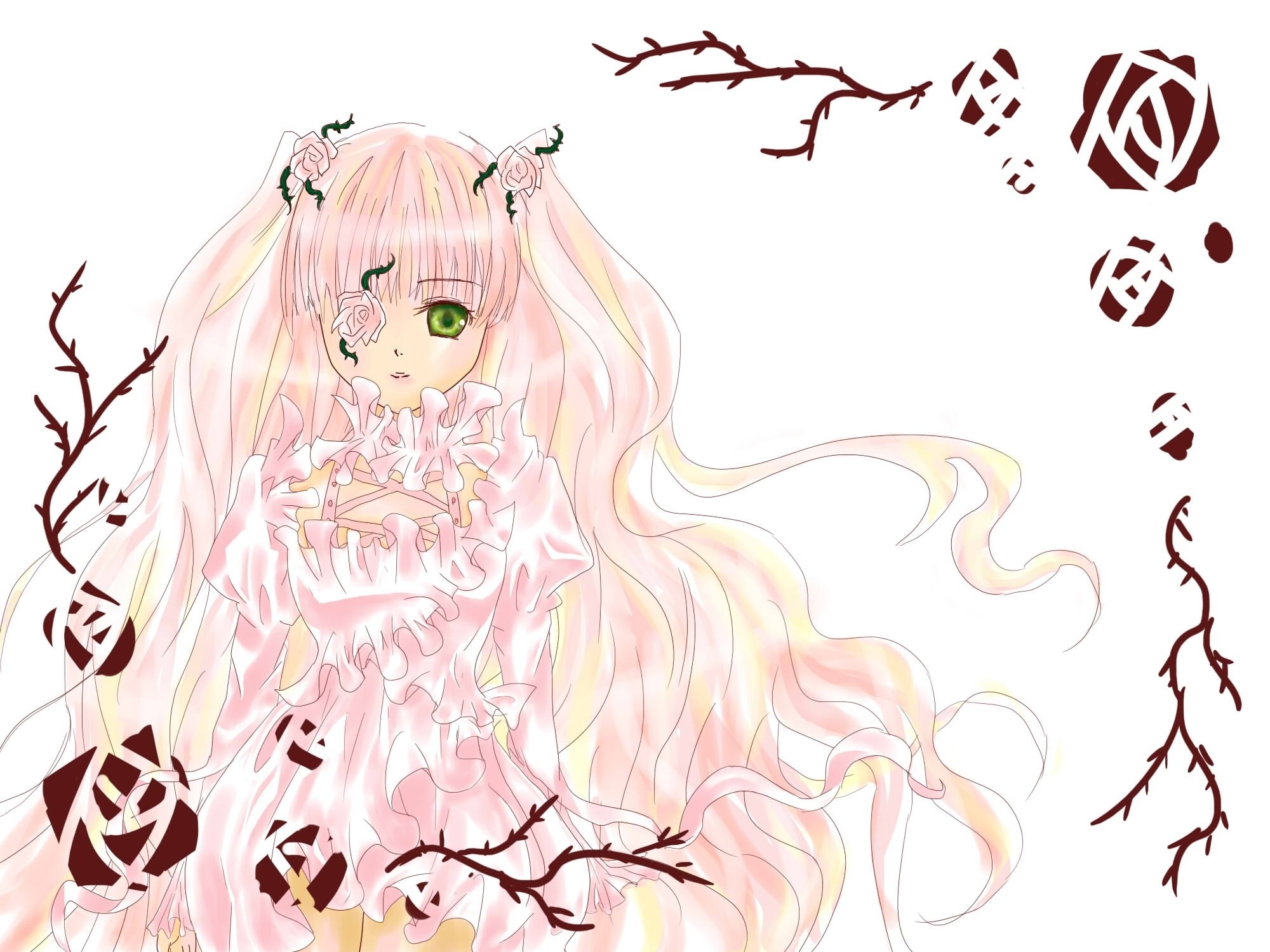 anime girl with roses