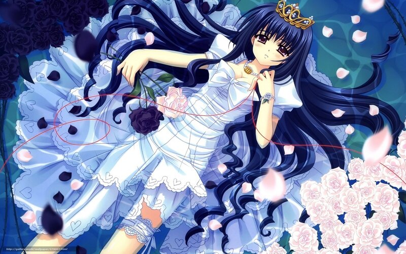 Anime girl with roses