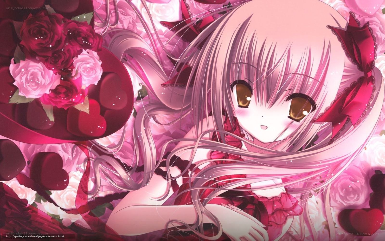 anime girl with roses