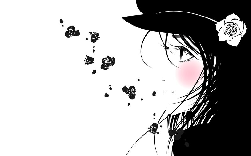 anime girl with roses