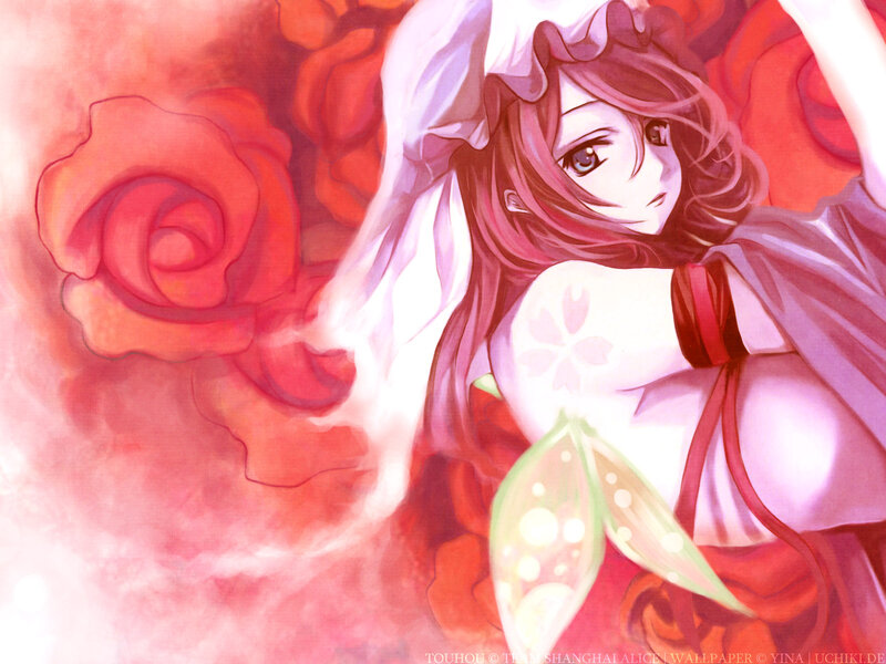 anime girl with roses