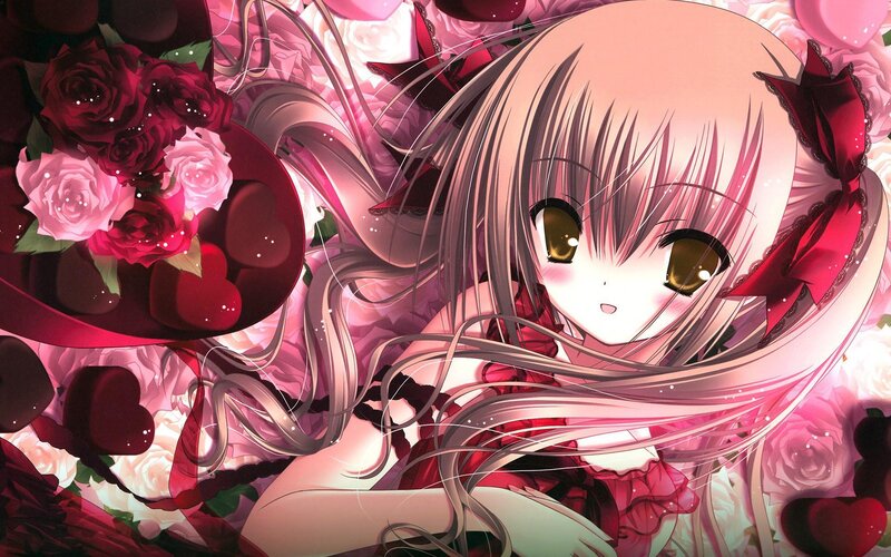 anime girl with roses