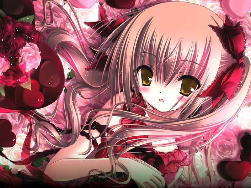anime girl with roses