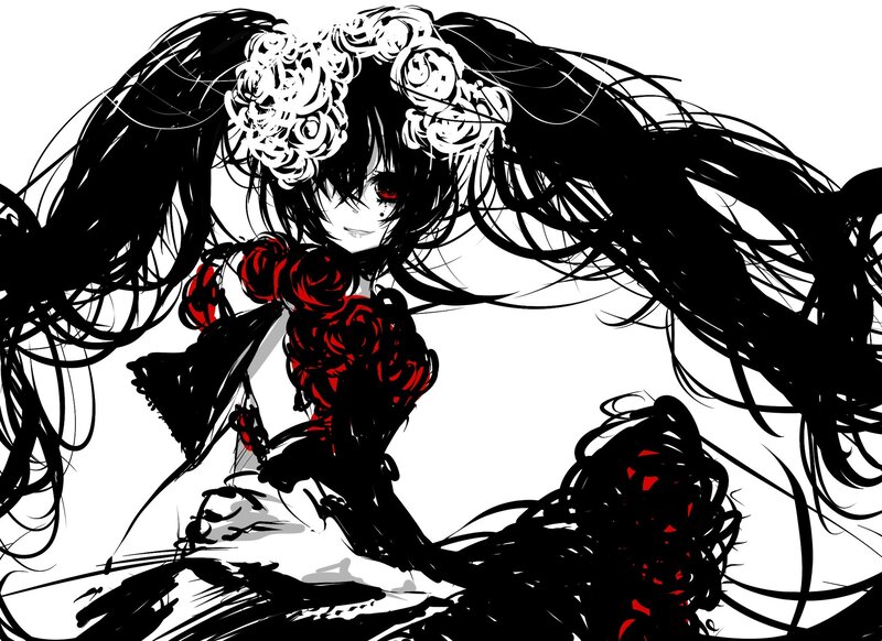 anime girl with roses