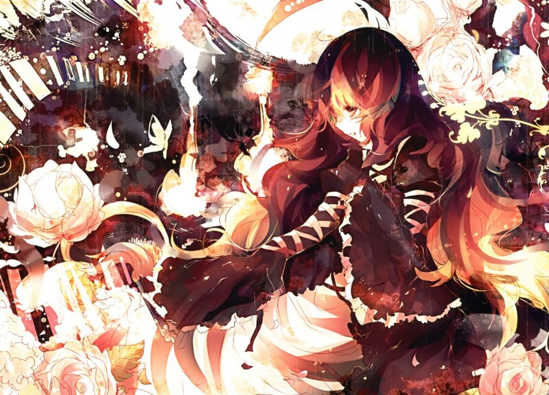 anime girl with roses