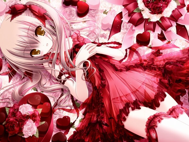 anime girl with roses