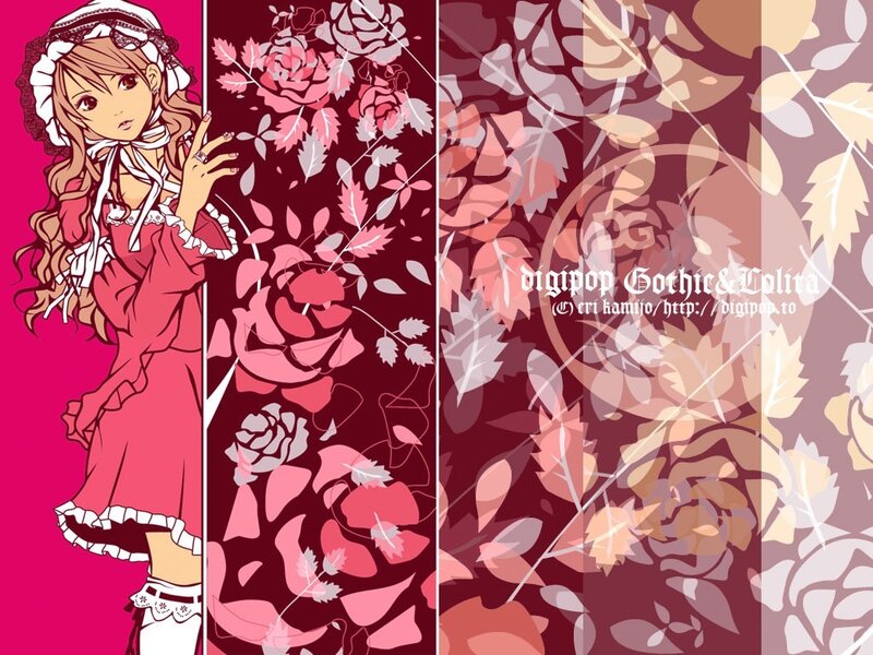 anime girl with roses