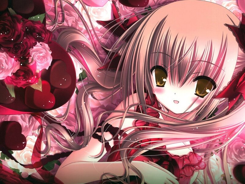 anime girl with roses