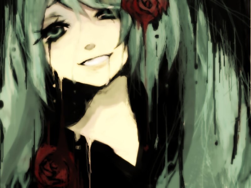 Anime girl with roses