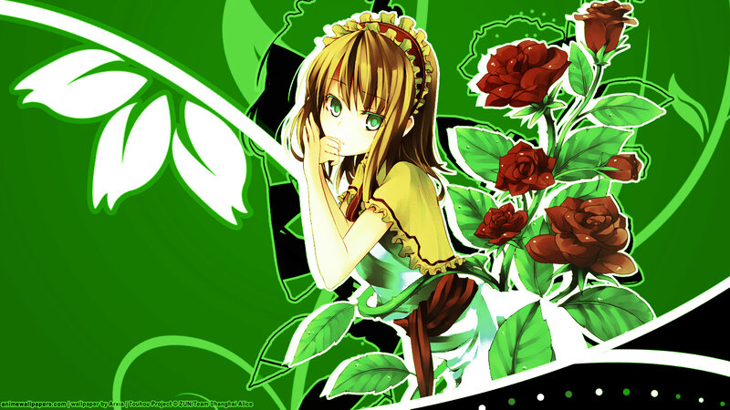 anime girl with roses