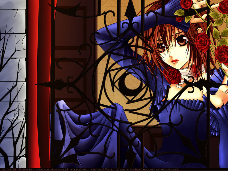anime girl with roses