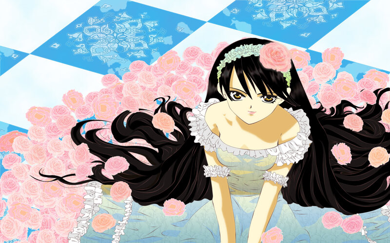 anime girl with roses