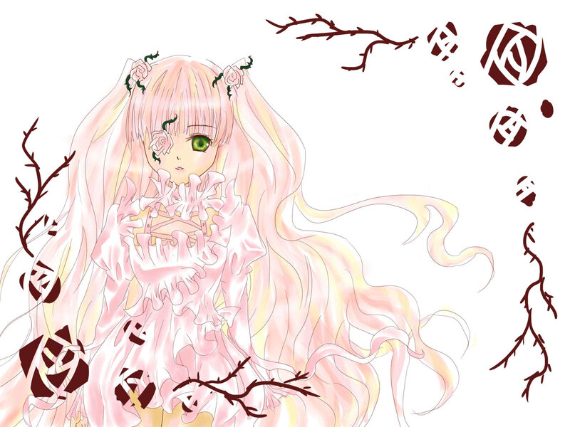 anime girl with roses