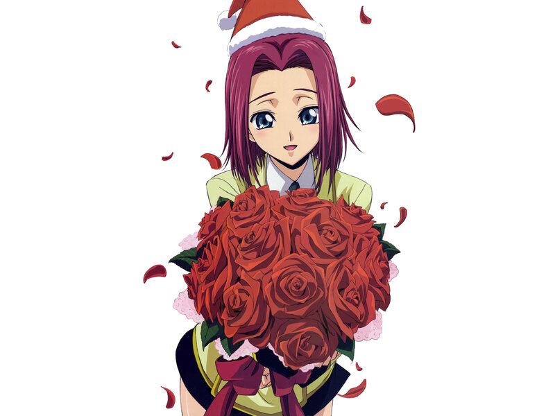 Anime girl with roses