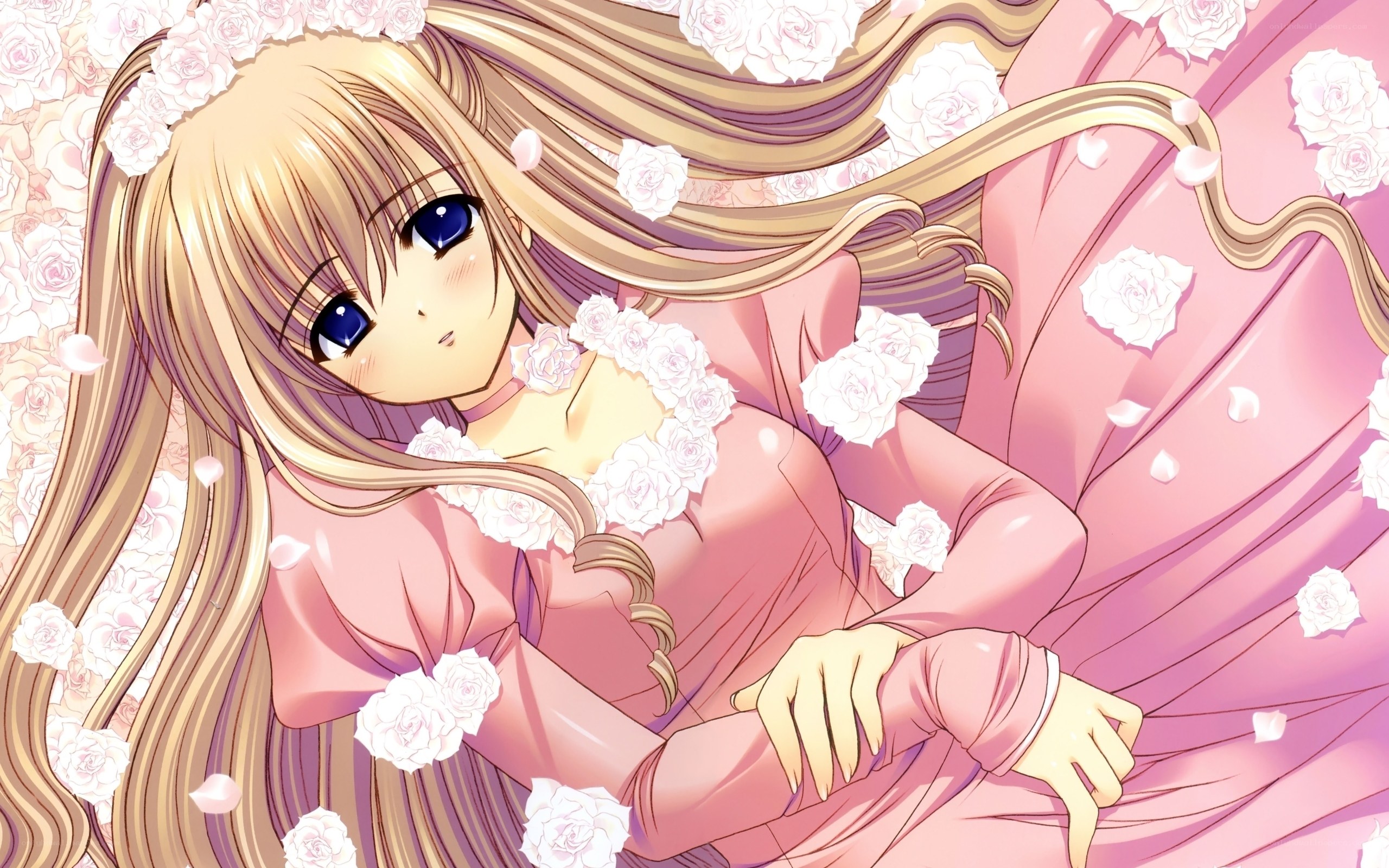 anime girl with roses