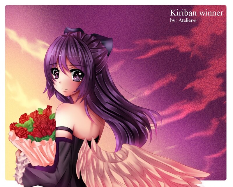 Anime girl with roses