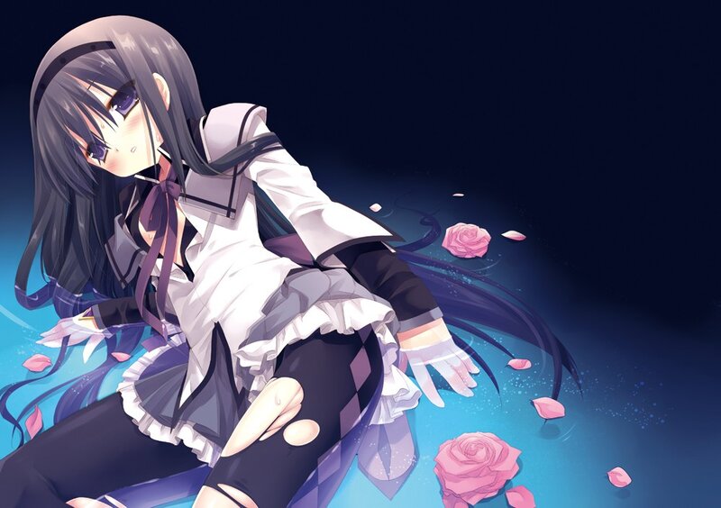 anime girl with roses