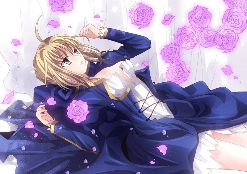 Anime girl with roses