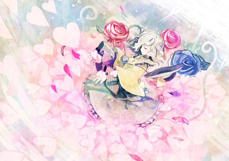 anime girl with roses