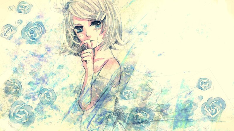 anime girl with roses