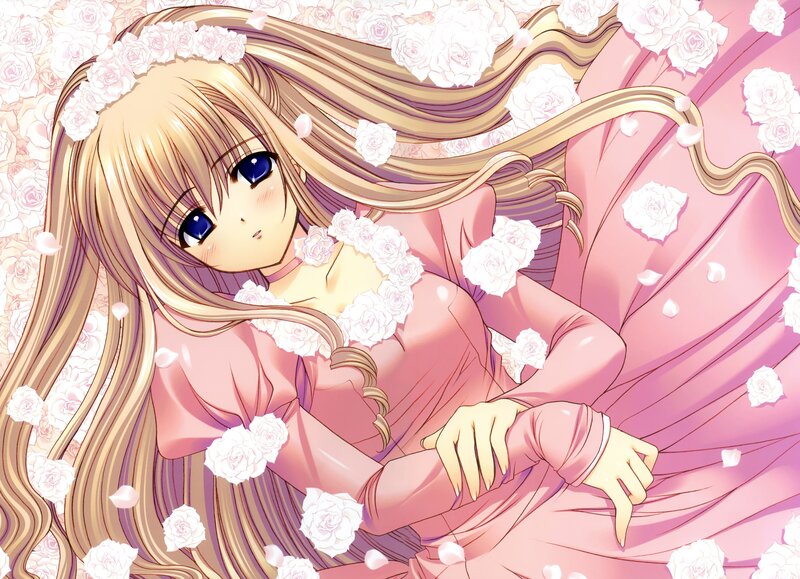 Anime girl with roses