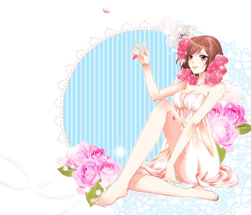 Anime girl with roses