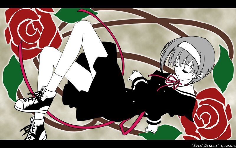 Anime girl with roses
