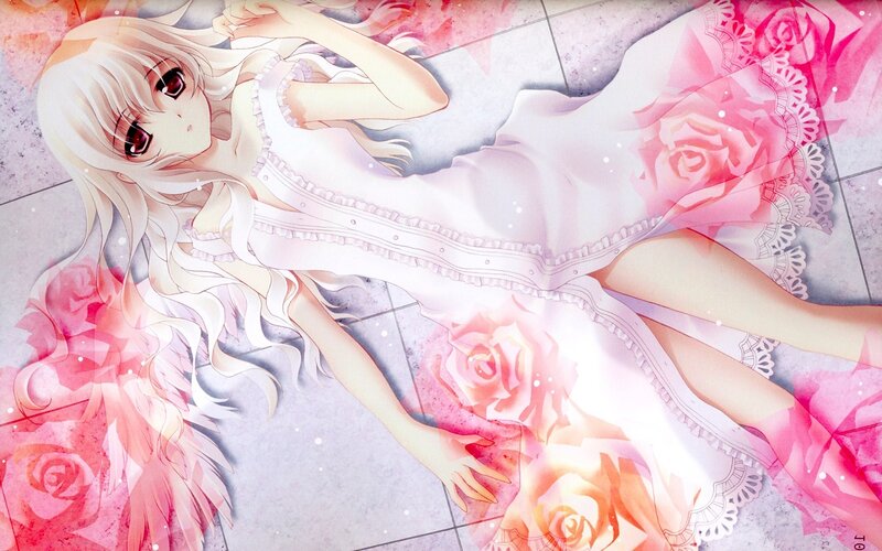 Anime girl with roses