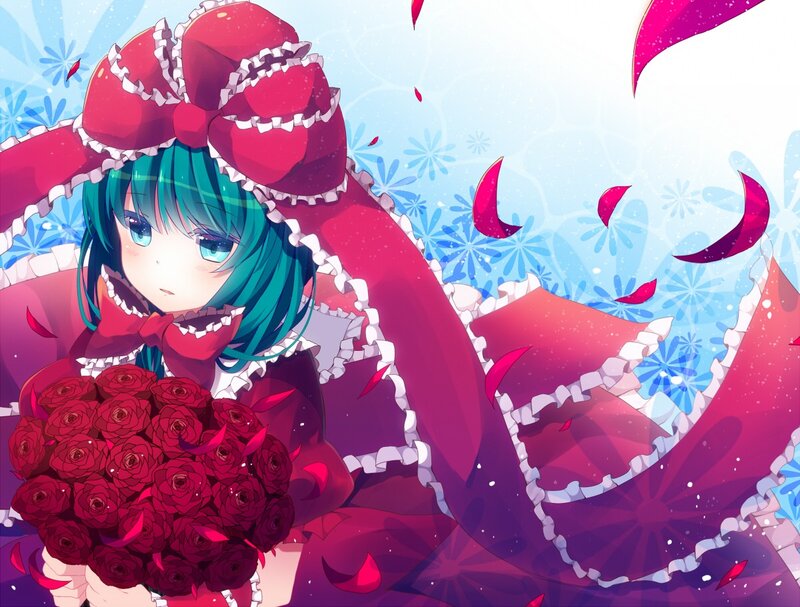 Anime girl with roses