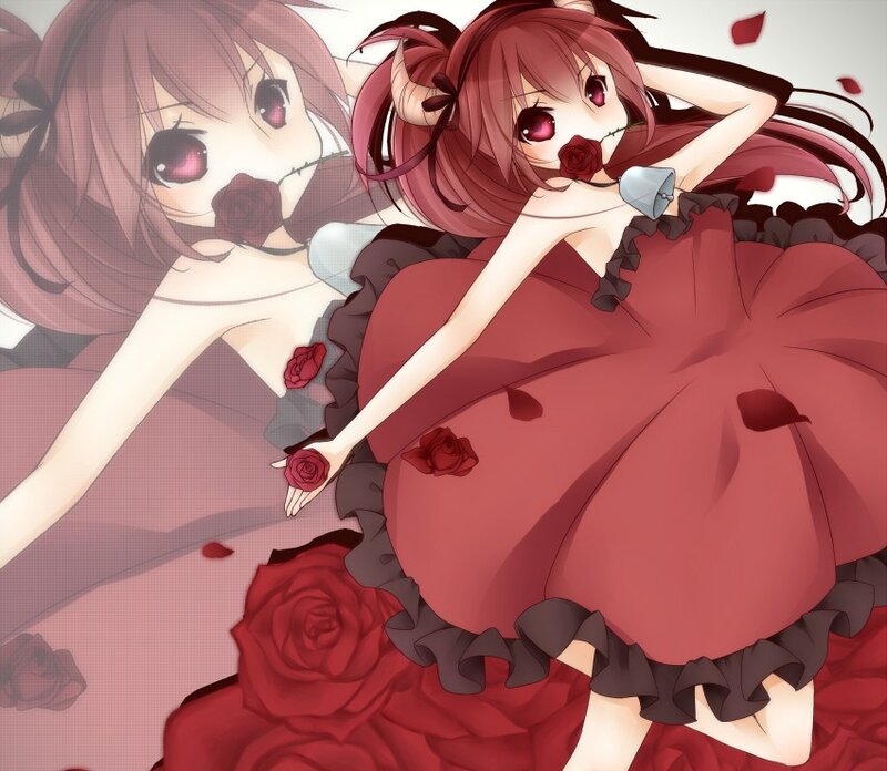Anime girl with roses