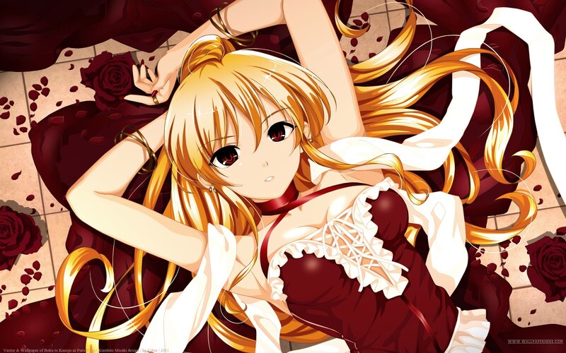 anime girl with roses
