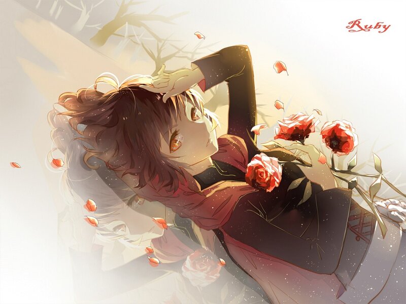 Anime girl with roses