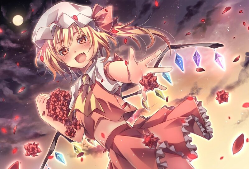Anime girl with roses and crystals