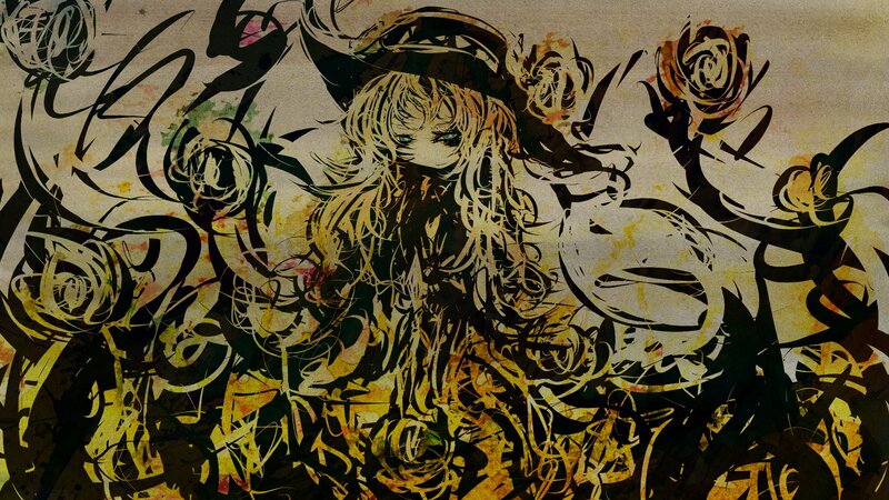 Anime girl with roses and hat