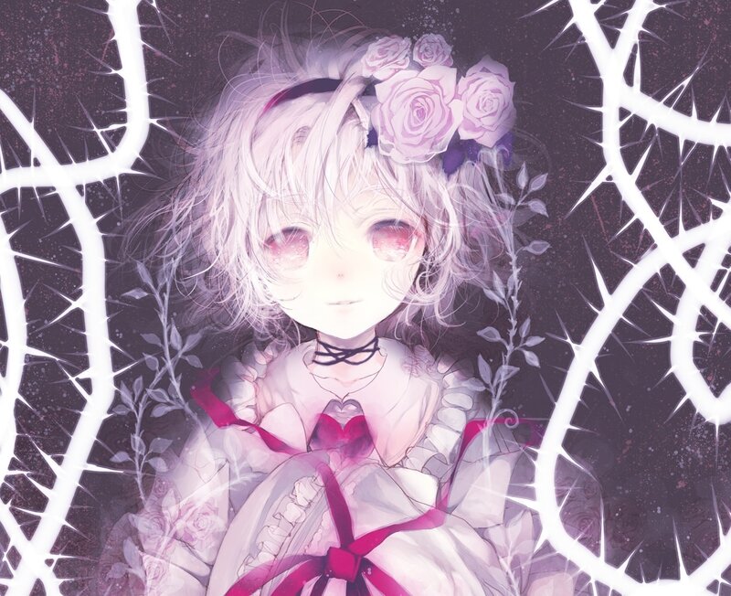Anime girl with roses and thorns
