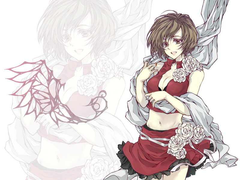 anime girl with roses and wings