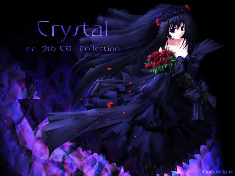 Anime Girl with Roses — Black, Dramatic