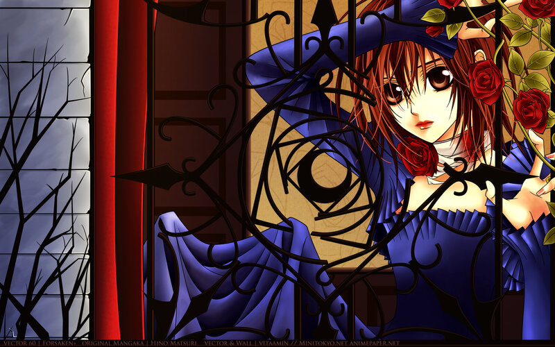 Anime Girl with Roses — Blue, Dramatic, Night