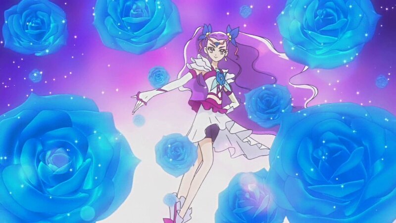 Anime Girl with Roses — Blue, Magical