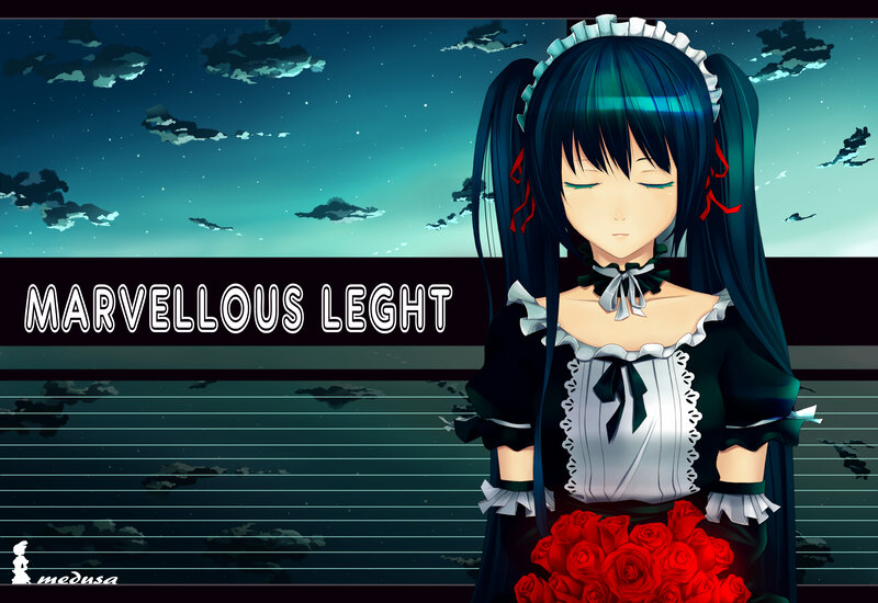 Anime Girl with Roses — Blue, Serene