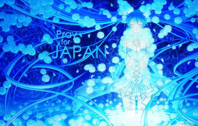 Anime Girl with Roses — Blue