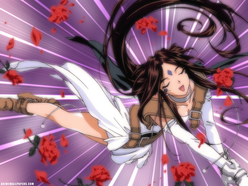 Anime girl with roses in motion