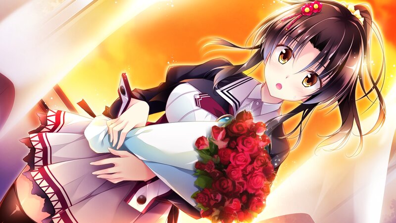 Anime Girl with Roses — Orange