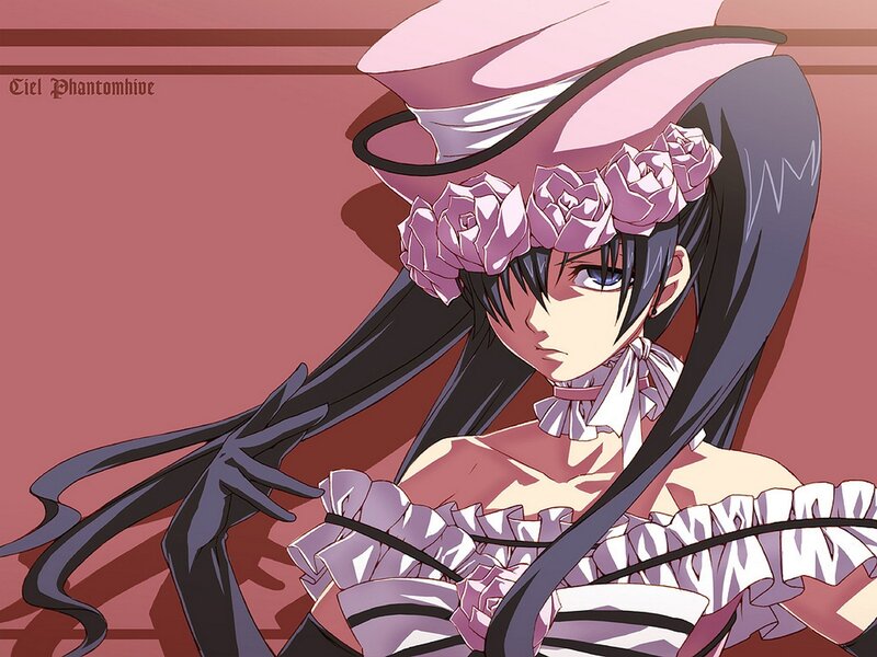 Anime Girl with Roses — Pink, Dramatic, Hat