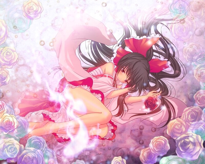 Anime Girl with Roses — Pink